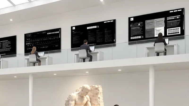 Mezzanine screens above the floor
